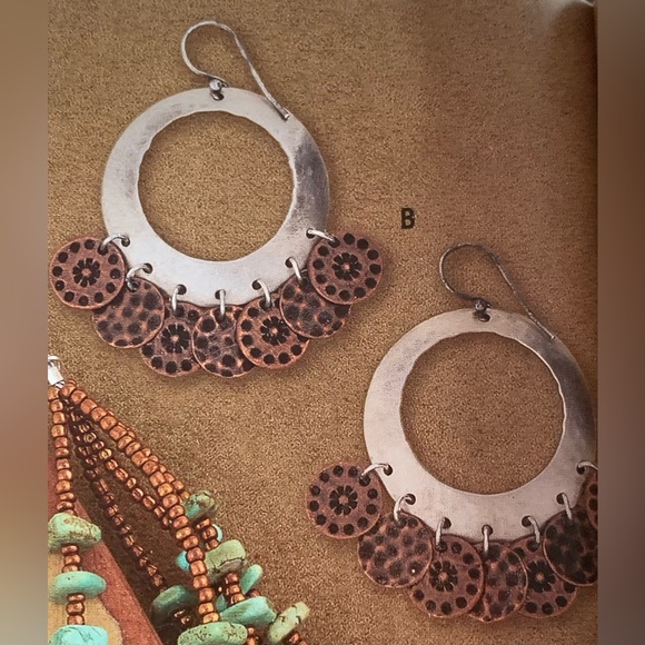 Silpada Vintage HTF Sterling Silver & Copper Coin ChaCha Hoop Frch Wire Earrings - Picture 14 of 14